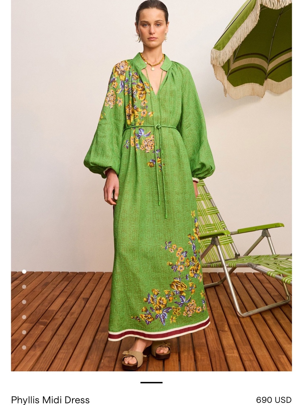 Alemais Green Floral midi Dress with Tassel Tie - Picture 8 of 8